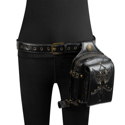 Gothic Waist Bag Fanny Pack Leather Steampunk Leg Bag Crossbody Shoulder Bags