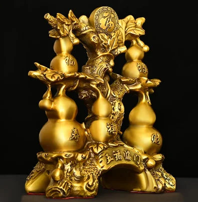 Gourd ornaments all copper five blessings, happiness, wealth, longevity, wealth, gourd household decorations