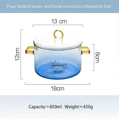 Gradient Color Glass Saucepan Pot With Cover Heat-resistant Casserole Glass Pot Cooktop Safe For Pasta Noodle Soup Milk