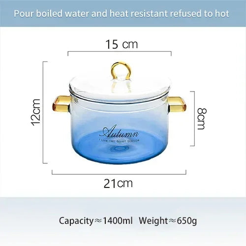 Gradient Color Glass Saucepan Pot With Cover Heat-resistant Casserole Glass Pot Cooktop Safe For Pasta Noodle Soup Milk