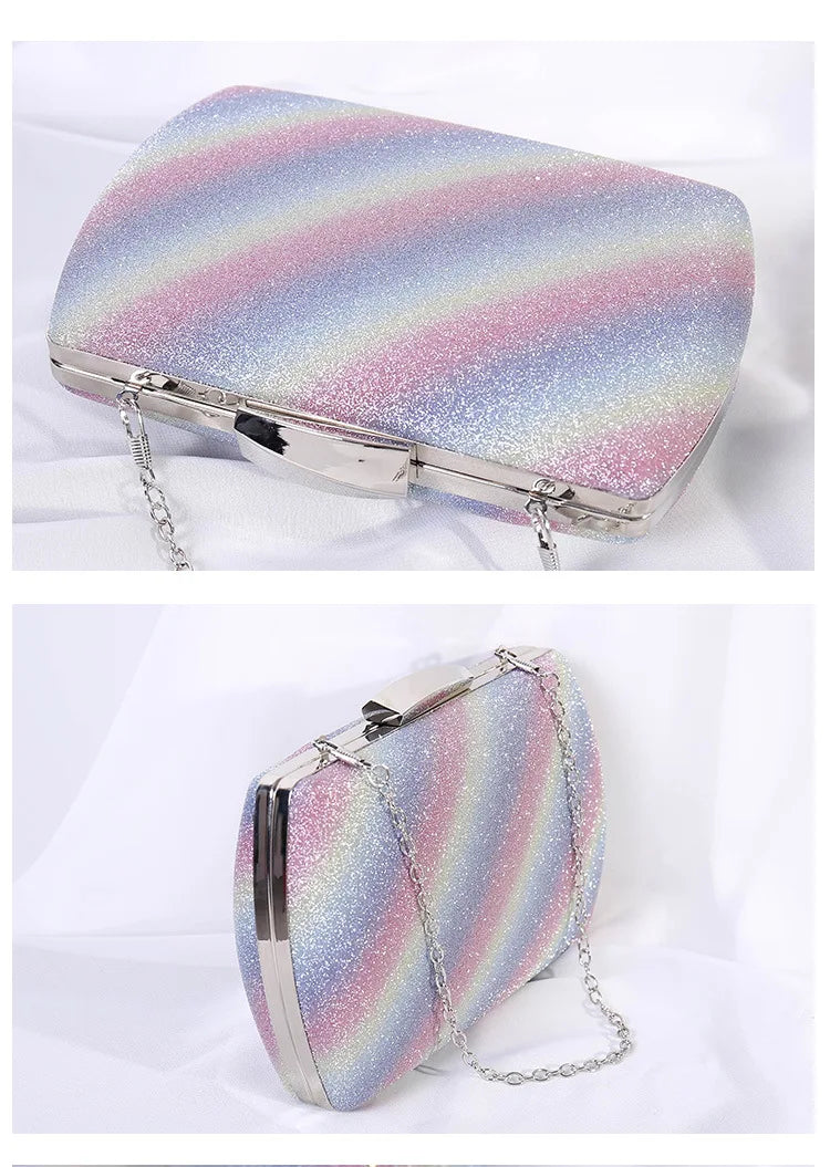 Gradient Rainbow Print Clutch purse wallet Women's Small clutches Bag Messenger Bags  Evening Purse Bridal Wedding Handbag gift
