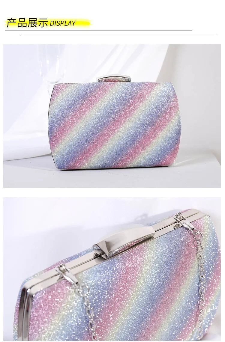 Gradient Rainbow Print Clutch purse wallet Women's Small clutches Bag Messenger Bags  Evening Purse Bridal Wedding Handbag gift