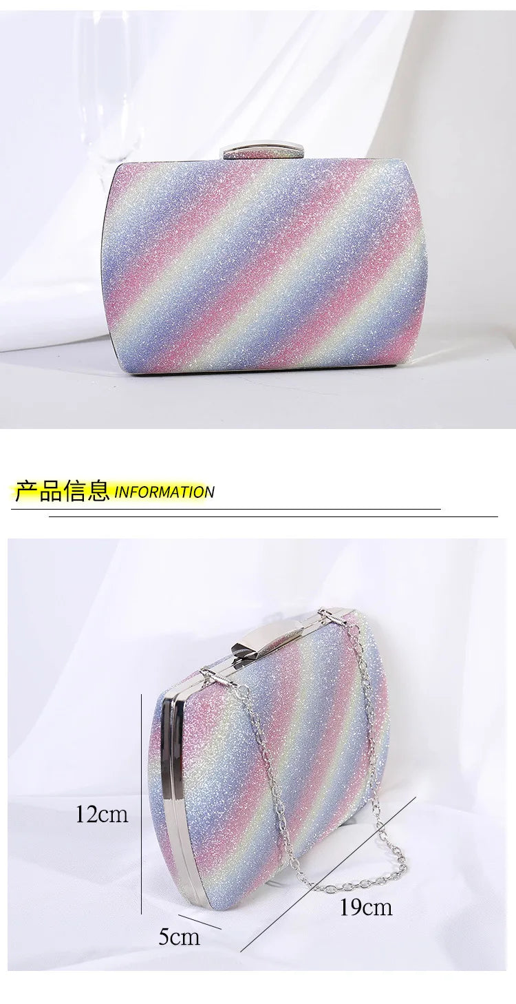 Gradient Rainbow Print Clutch purse wallet Women's Small clutches Bag Messenger Bags  Evening Purse Bridal Wedding Handbag gift