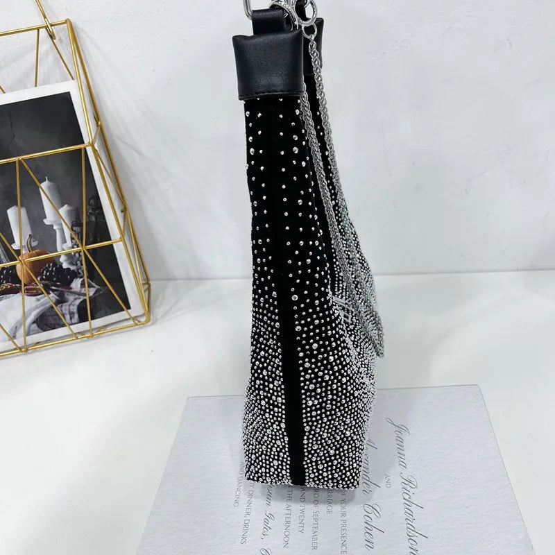 Gradient diamond bag female 2023 new high-quality flash diamond bag cross-body portable shoulder back omnimatch female bag