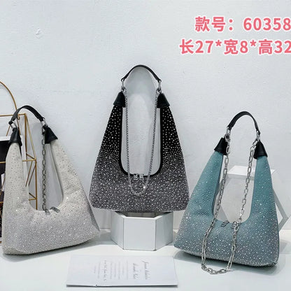 Gradient diamond bag female 2023 new high-quality flash diamond bag cross-body portable shoulder back omnimatch female bag