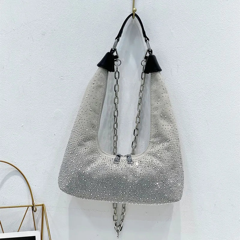 Gradient diamond bag female 2023 new high-quality flash diamond bag cross-body portable shoulder back omnimatch female bag