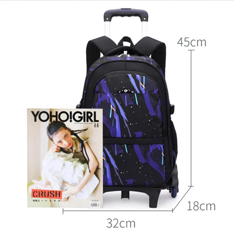 Graffiti Trolley Children School Bags Mochila Kid Backpacks With Wheel Trolley Luggage For Girls Boys backpack Backbag Schoolbag