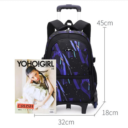 Graffiti Trolley Children School Bags Mochila Kid Backpacks With Wheel Trolley Luggage For Girls Boys backpack Backbag Schoolbag