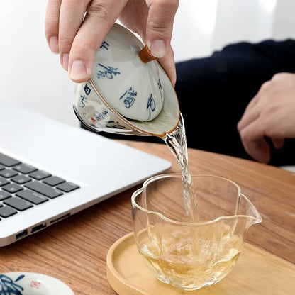 Grass Gray Hand-painted Bamboo Hat and Bowl Liangcai Simple Household Tea Maker Ceramic Kung Fu Set Lid Infuser Accessories Bar