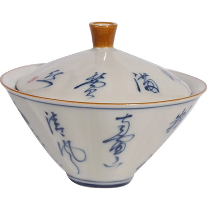 Grass Gray Hand-painted Bamboo Hat and Bowl Liangcai Simple Household Tea Maker Ceramic Kung Fu Set Lid Infuser Accessories Bar