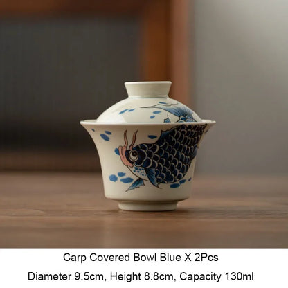 Grass and Wood Gray Arowana Sancai Gaiwan, Tea Cup, Anti-Scald with Lid, Kung Fu Tea Set, Single High-End Household Ceramic Bowl