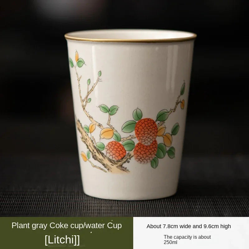 Grass and Wood Gray Glaze Tea Cup Large Master Cup Household Milk Coffee Cup Tea Brewing Water Creative Teacup Mug