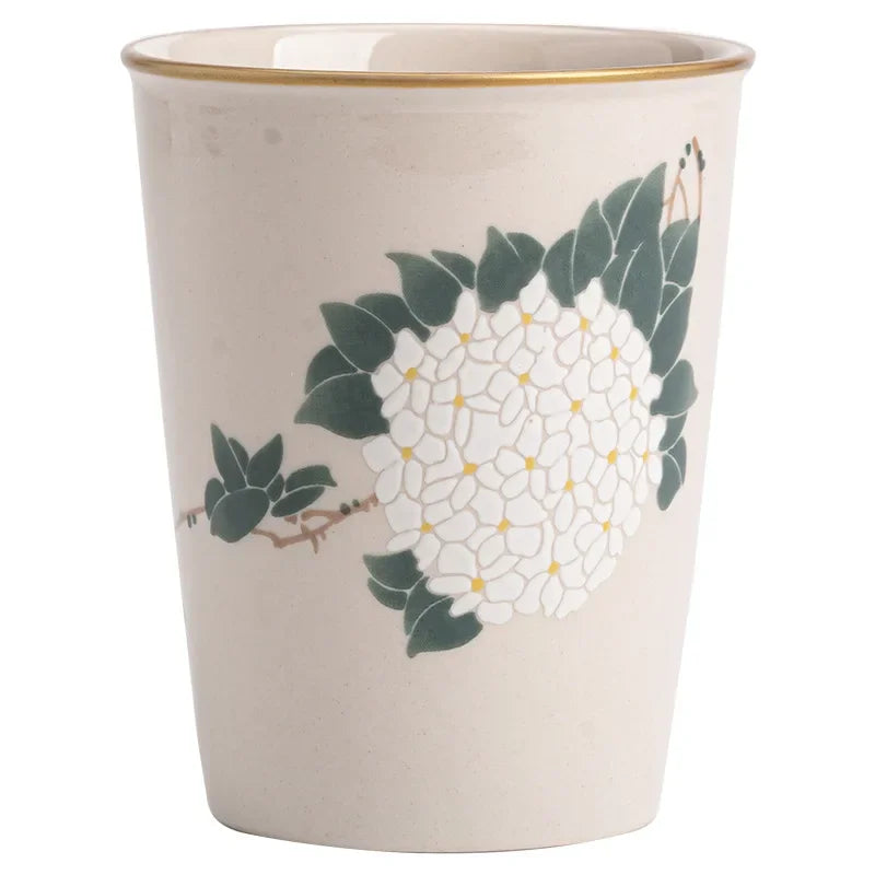Grass and Wood Gray Glaze Tea Cup Large Master Cup Household Milk Coffee Cup Tea Brewing Water Creative Teacup Mug