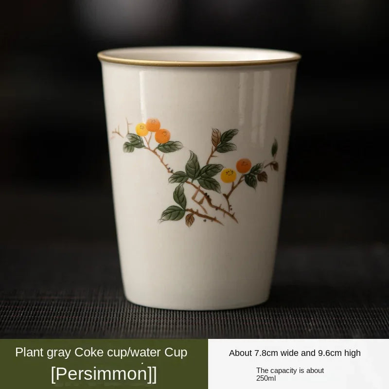 Grass and Wood Gray Glaze Tea Cup Large Master Cup Household Milk Coffee Cup Tea Brewing Water Creative Teacup Mug