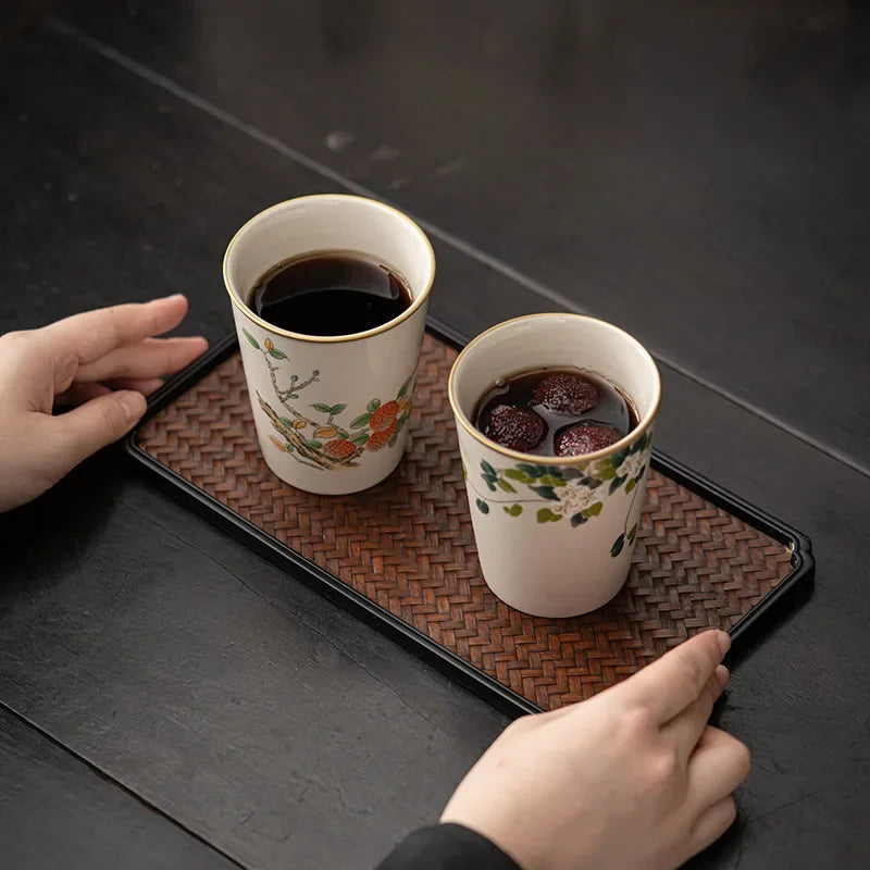 Grass and Wood Gray Glaze Tea Cup Large Master Cup Household Milk Coffee Cup Tea Brewing Water Creative Teacup Mug