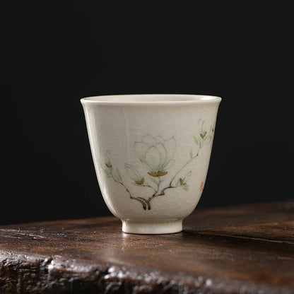 Grass and Wood Gray Gracked Glaze Small Teacup Single Ceramic Japanese Style Kung Fu Tea Master Cup Retro Tea Cup