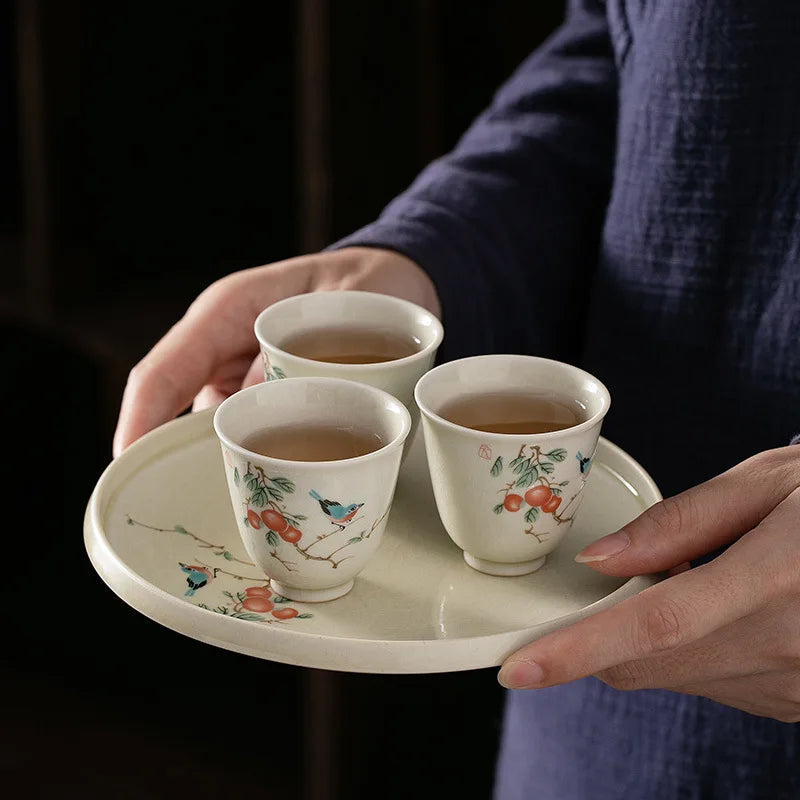 Grass and Wood Gray Gracked Glaze Small Teacup Single Ceramic Japanese Style Kung Fu Tea Master Cup Retro Tea Cup