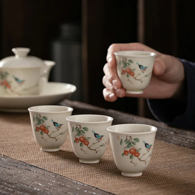 Grass and Wood Gray Gracked Glaze Small Teacup Single Ceramic Japanese Style Kung Fu Tea Master Cup Retro Tea Cup