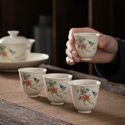 Grass and Wood Gray Gracked Glaze Small Teacup Single Ceramic Japanese Style Kung Fu Tea Master Cup Retro Tea Cup