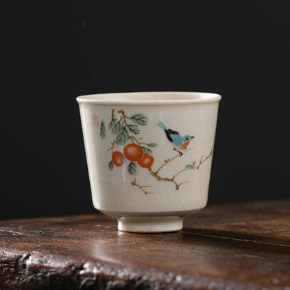 Grass and Wood Gray Gracked Glaze Small Teacup Single Ceramic Japanese Style Kung Fu Tea Master Cup Retro Tea Cup