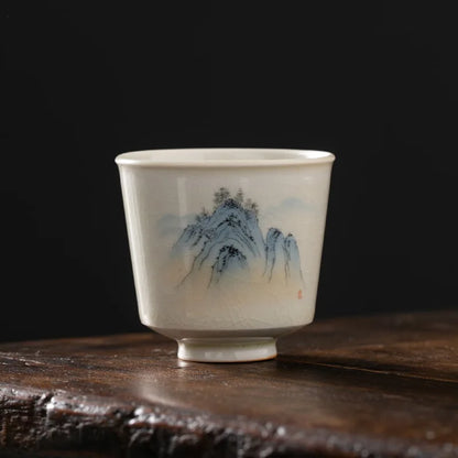 Grass and Wood Gray Gracked Glaze Small Teacup Single Ceramic Japanese Style Kung Fu Tea Master Cup Retro Tea Cup