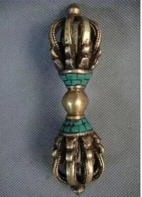 Gratis Pengiriman Dekorasi Perunggu Pabrik Murni Antik Kuno Tembaga Buddhisme Tibet Pirus Buddha Ritual Alat Tangan