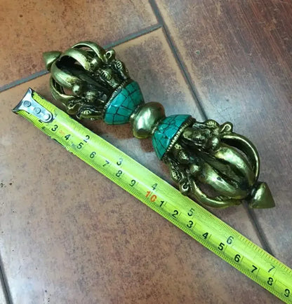 Gratis Pengiriman Dekorasi Perunggu Pabrik Murni Antik Kuno Tembaga Buddhisme Tibet Pirus Buddha Ritual Alat Tangan