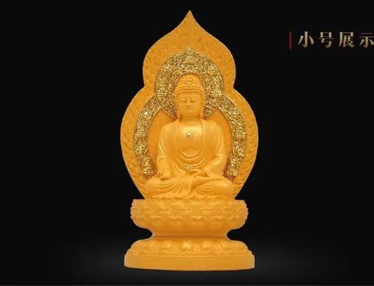 Greco-Buddhist HOME OFFICE Talisman  Protection # Southeast Asia GOLDEN Amitabha Buddha statue-FREE SHIP 19CM TALL