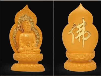 Greco-Buddhist HOME OFFICE Talisman  Protection # Southeast Asia GOLDEN Amitabha Buddha statue-FREE SHIP 19CM TALL