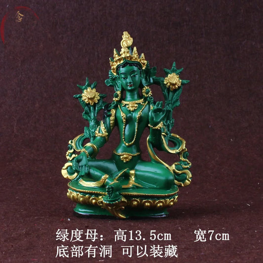 Greco-Buddhist HOME OFFICE Talisman  family Protection # Nepal, Tibet, India Green Tara Buddha statue  13CM tall