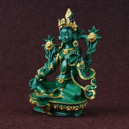 Greco-Buddhist HOME OFFICE Talisman  family Protection # Nepal, Tibet, India Green Tara Buddha statue  13CM tall