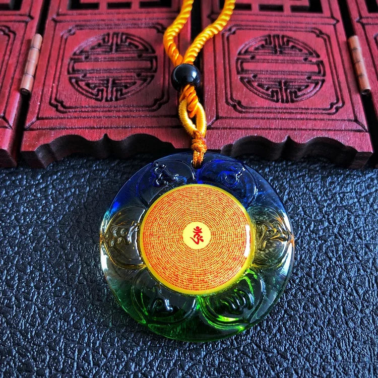 Greco-Buddhist pocket travel efficacious Auspicious Buddhist Amulet Exorcise evil spirits Shurangama Mantra Crystal Pendant