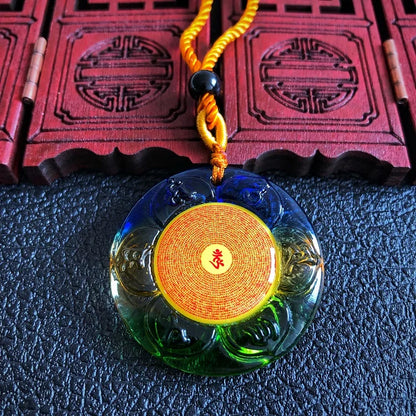 Greco-Buddhist pocket travel efficacious Auspicious Buddhist Amulet Exorcise evil spirits Shurangama Mantra Crystal Pendant
