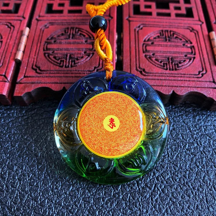 Greco-Buddhist pocket travel efficacious Auspicious Buddhist Amulet Exorcise evil spirits Shurangama Mantra Crystal Pendant