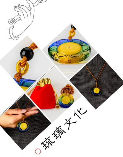 Greco-Buddhist pocket travel efficacious Auspicious Buddhist Amulet Exorcise evil spirits Shurangama Mantra Crystal Pendant