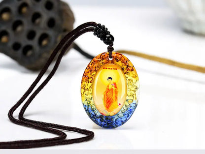 Greco-Buddhist pocket travel efficacious Mascot Auspicious RU LAI Namo Amitabha Buddha Crystal Pendant Buddhist Amulet