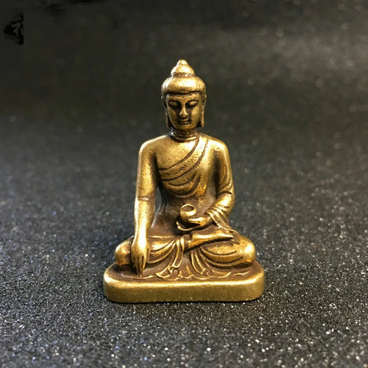 Greco-Buddhist travel Carry-on efficacious Bless safe good luck Mantra Sakyamuni Amitabha Retro brass Pocket Buddha statue