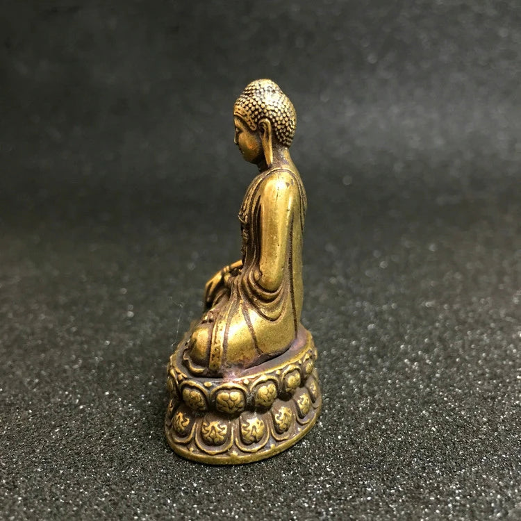 Greco-Buddhist travel Carry-on efficacious Mascot Bless safe good luck Mantra Sakyamuni Amitabha brass Pocket Buddha statue