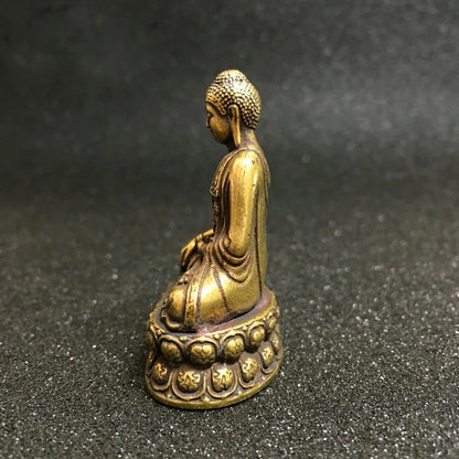 Greco-Buddhist travel Carry-on efficacious Mascot Bless safe good luck Mantra Sakyamuni Amitabha brass Pocket Buddha statue