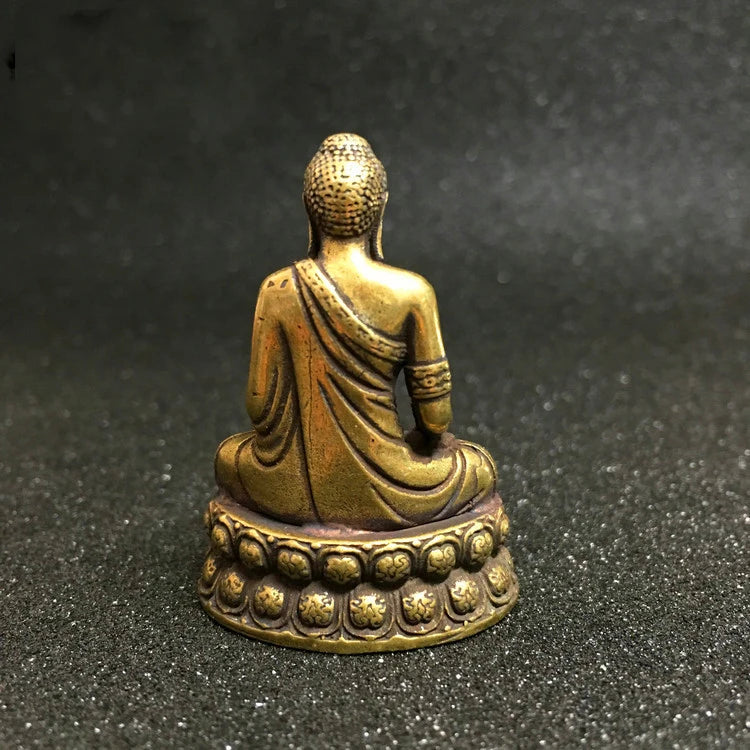 Greco-Buddhist travel Carry-on efficacious Mascot Bless safe good luck Mantra Sakyamuni Amitabha brass Pocket Buddha statue