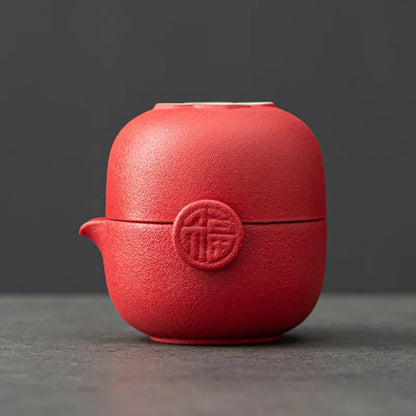 Green Ceramic Teapot Teacup Handmade Portable Travel Tea Sets Chinese Designer Retro Teaware Vintage Cups Unique Gift For Friend