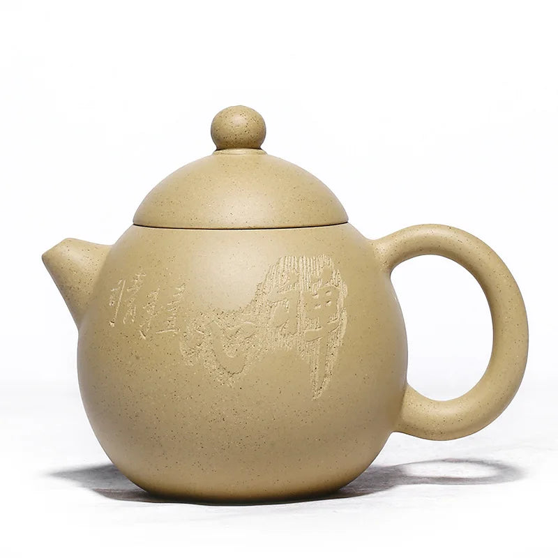 Green Clay Zen Heart Dragon Egg Pot Zisha Teapot Yixing Handmade Kung-Fu Teaware, Purple Clay Drinkware for Puer Green and Black