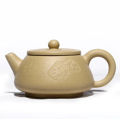 Green Clay Zisha Scoop Teapot, Yixing Handmade Pot, Kung-Fu Teaware, Purple Clay Drinkware for Puer Green