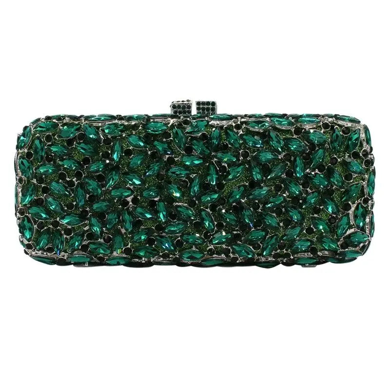 Green Crystal Women Wedding Party Evening Bags Hand Made Elegant Diamond Bridal Handbag Formal Dinner Banquet Rhinestone Purses
