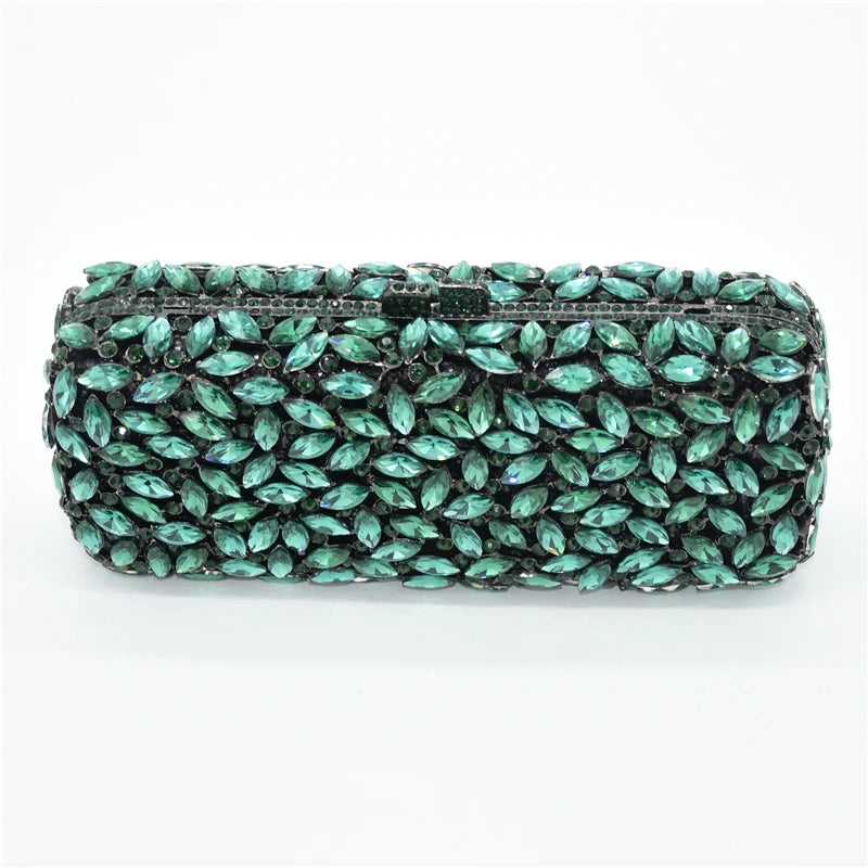 Green Crystal Women Wedding Party Evening Bags Hand Made Elegant Diamond Bridal Handbag Formal Dinner Banquet Rhinestone Purses
