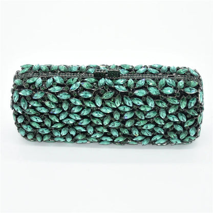 Green Crystal Women Wedding Party Evening Bags Hand Made Elegant Diamond Bridal Handbag Formal Dinner Banquet Rhinestone Purses