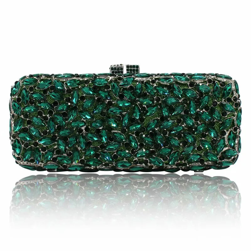 Green Crystal Women Wedding Party Evening Bags Hand Made Elegant Diamond Bridal Handbag Formal Dinner Banquet Rhinestone Purses