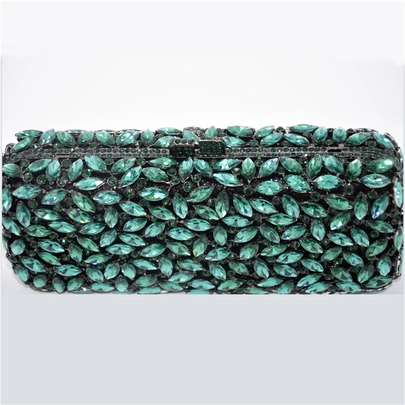 Green Crystal Women Wedding Party Evening Bags Hand Made Elegant Diamond Bridal Handbag Formal Dinner Banquet Rhinestone Purses