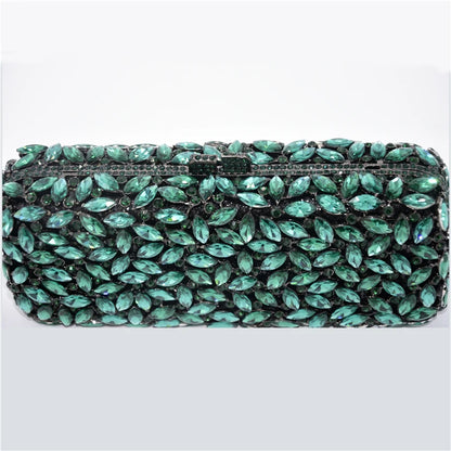 Green Crystal Women Wedding Party Evening Bags Hand Made Elegant Diamond Bridal Handbag Formal Dinner Banquet Rhinestone Purses
