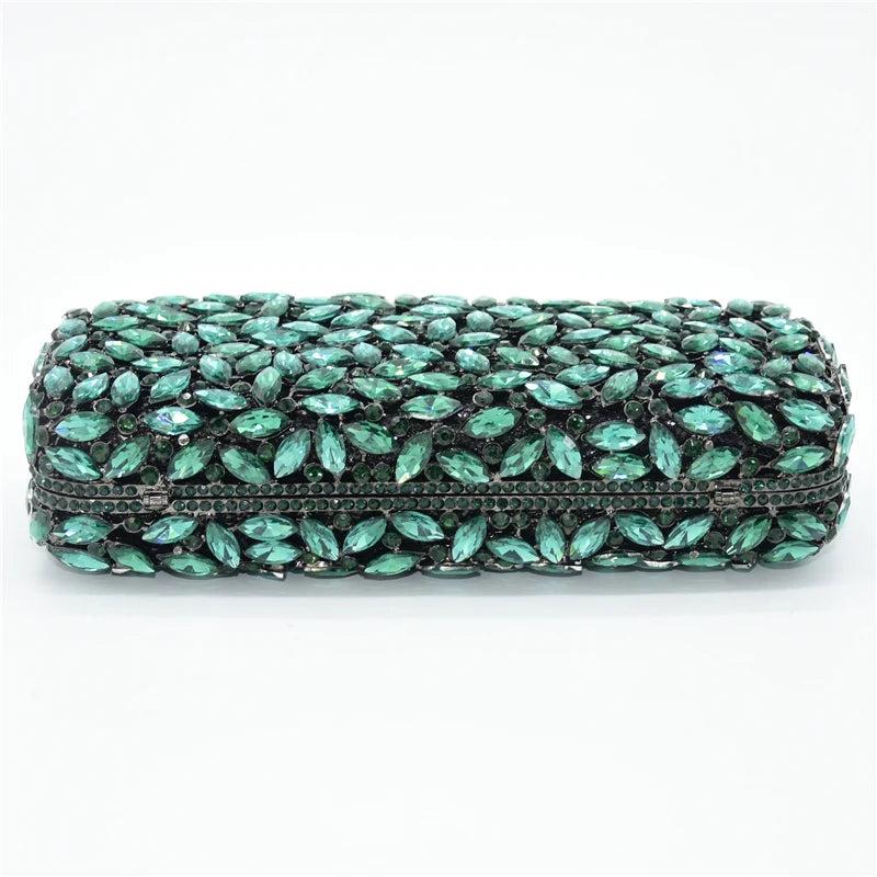 Green Crystal Women Wedding Party Evening Bags Hand Made Elegant Diamond Bridal Handbag Formal Dinner Banquet Rhinestone Purses